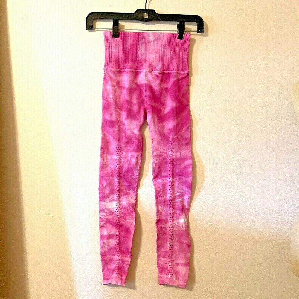 Free People Movement Leggings Pants Pink White Tie Dye XS/S